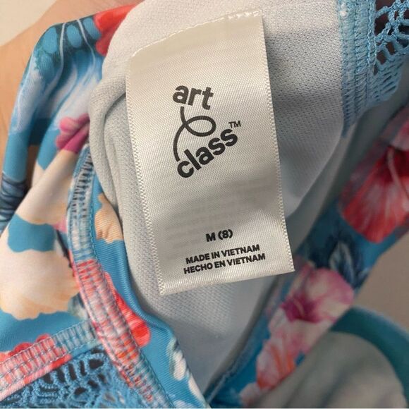 Art Class Girls One Piece Surf Floral Swimsuit Blue floral boho crochet M 8 - Picture 4 of 7